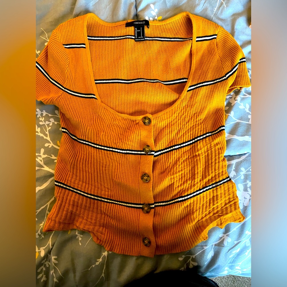 Yellow striped crop top